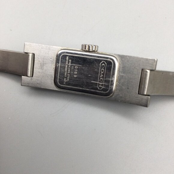 Coach Watch Women 13mm Silver Tone Black Dial Swiss Made New Battery 7" - Picture 10 of 14